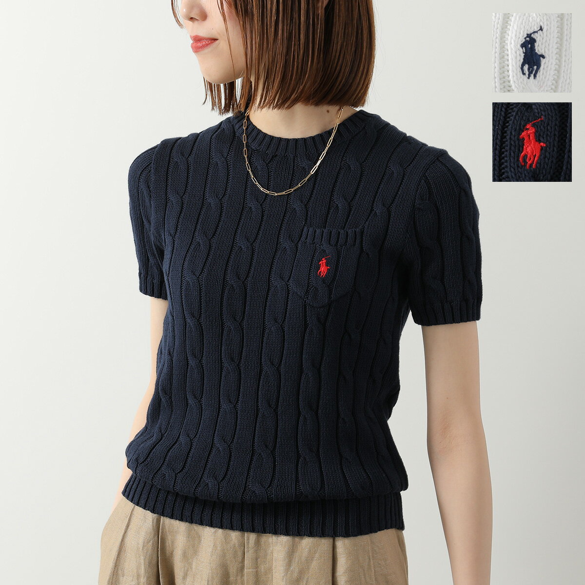 ガールズ　新品　タグ付き　Ralph Lauren ネイビー ニット　半袖 ガールズ 新品 タグ付き Ralph Lauren ネイビー ニット 半袖 - メルカリ