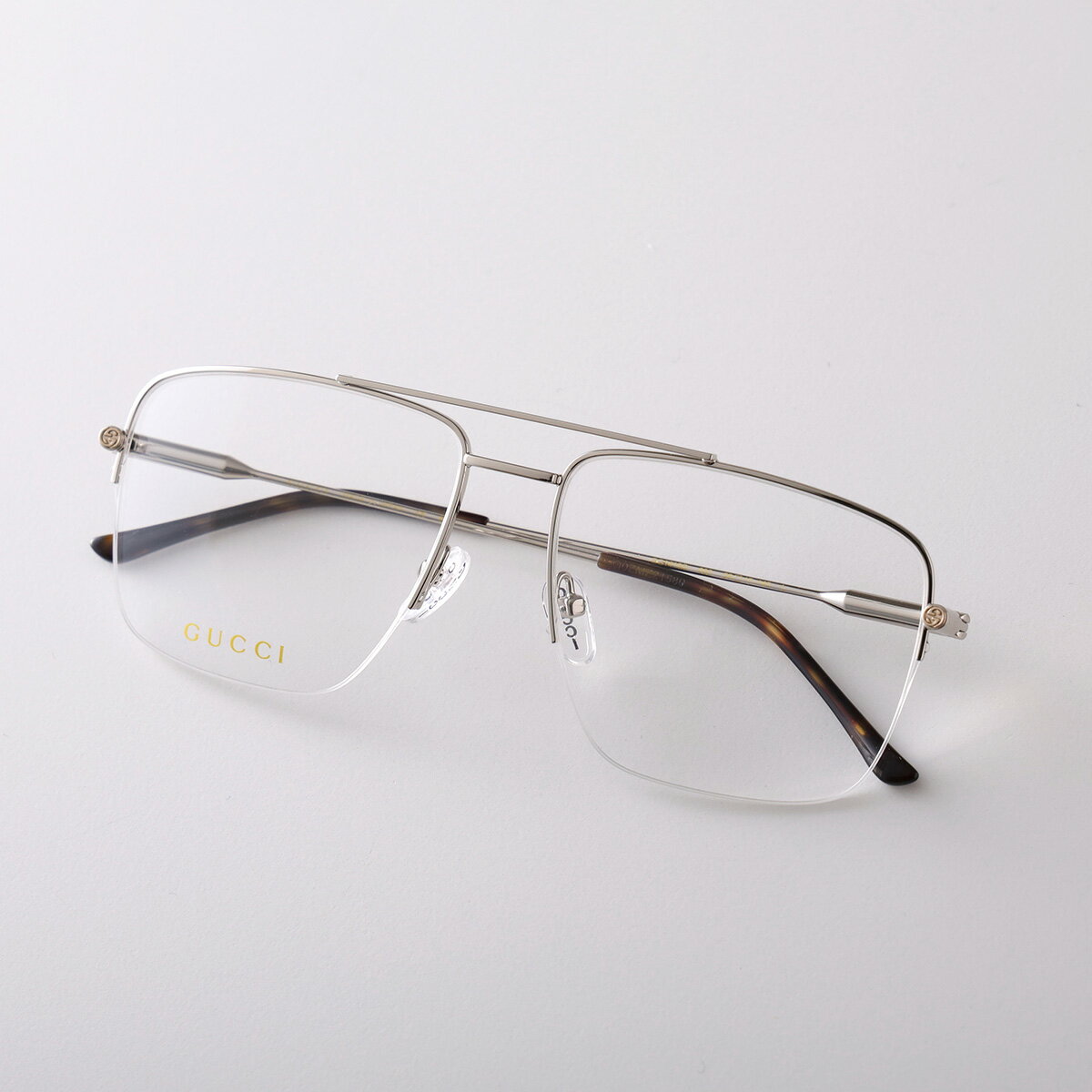 GUCCI ハーフリム スクエア y2k GG モード サングラス スクエア サングラス ・ブラック | GUCCI公式