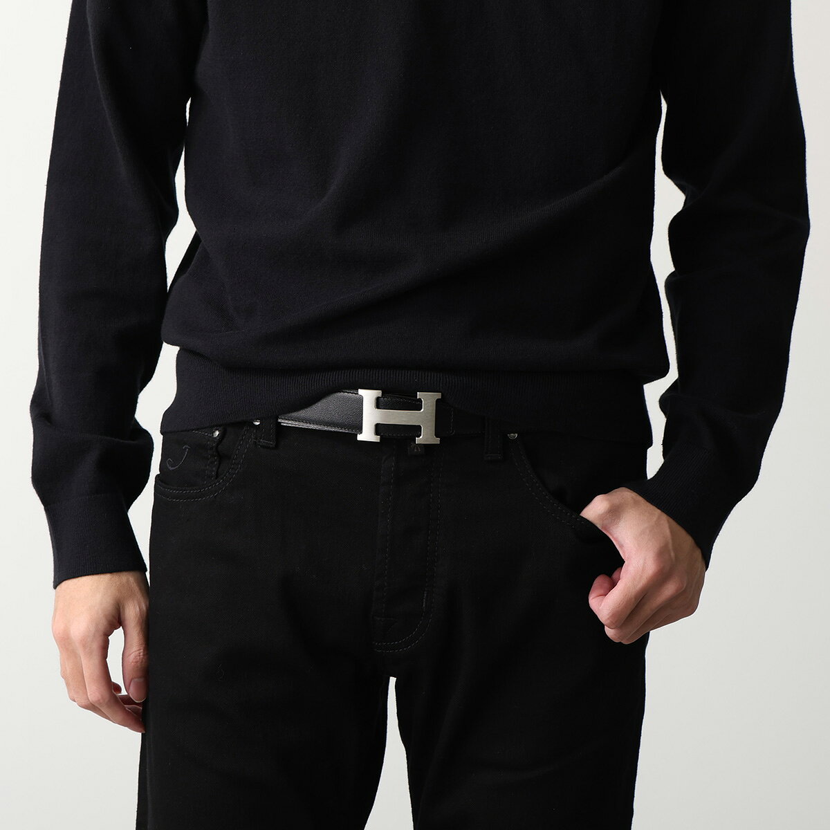 HERMES エルメス ベルト リバーシブル 32mm Hバックル Boucle de ceinture H & Cui...