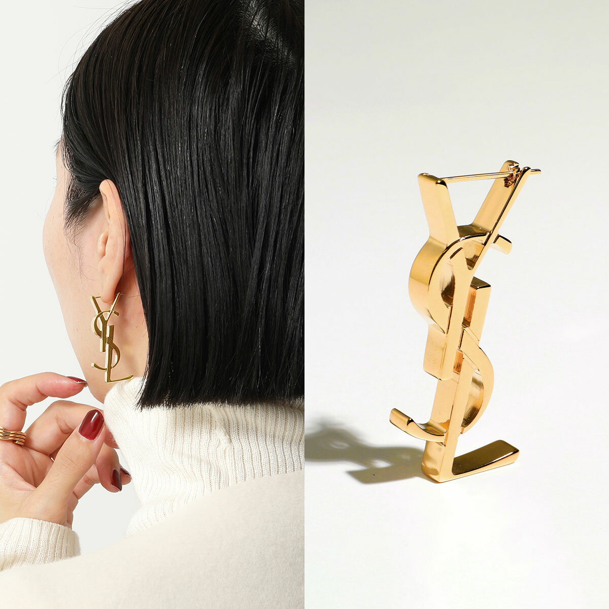 極美品✨　YSL　サンローランパリ　ピアス　ロゴ　ゴールド　1280 楽天市場】イブサンローラン ロゴ（ピアス｜レディースジュエリー