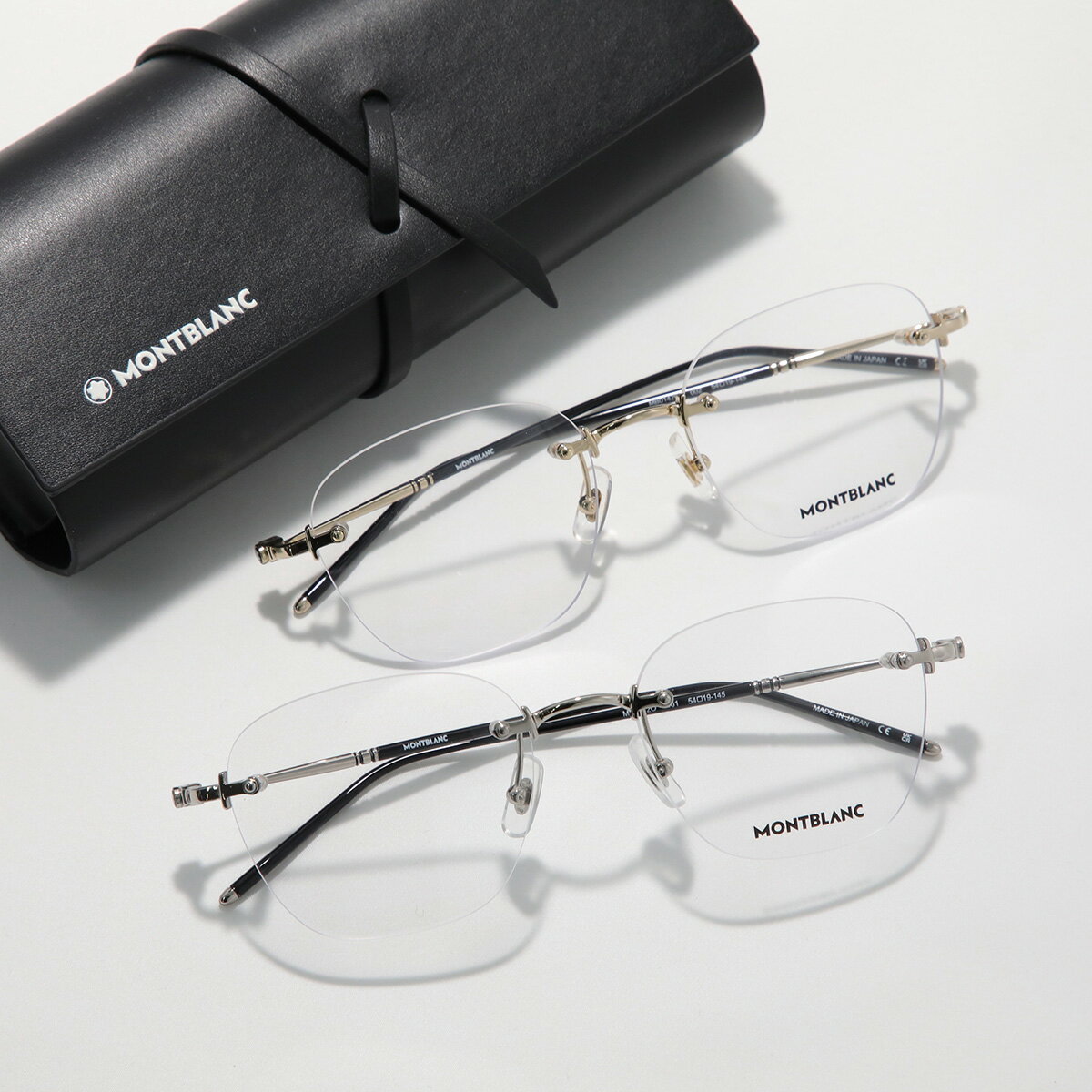 Rakuten - MONTBLANC モンブラン メガネ MB0142O メンズ ウェリントン型 メタル リムレス クリングスタイプ ロゴ めがね 眼鏡 アイウェア カラー2色