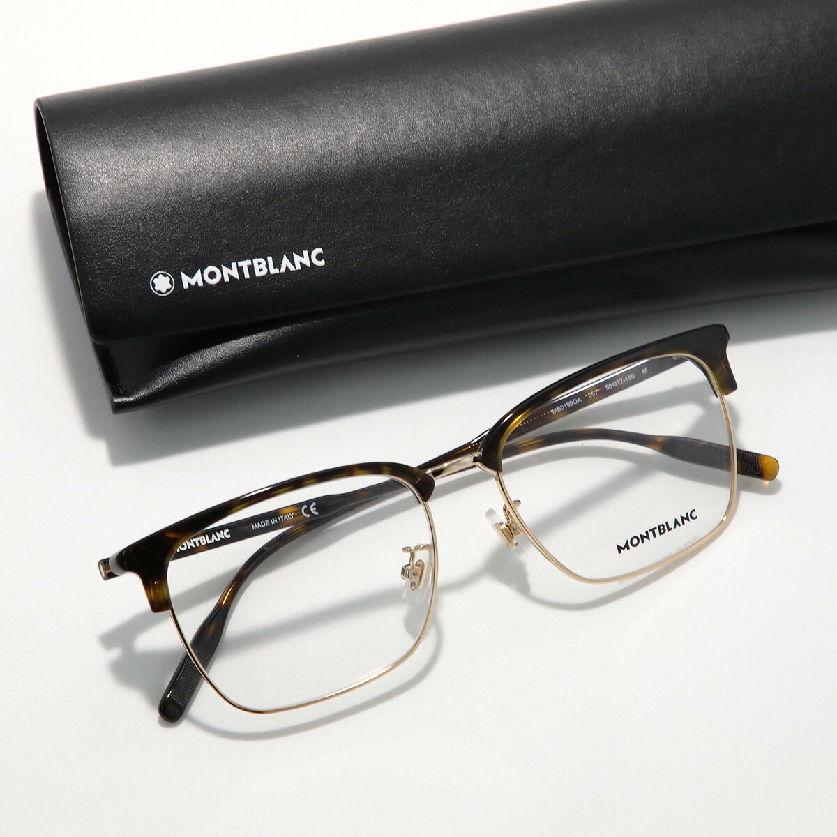MONTBLANC モンブラン メガネ MB0199OA メンズ サーモントブロー型 メタルフレーム クリングスタイプ めがね 眼鏡 伊達メガネ アジアンフィット アイウェア 007/HAVANA-TRANSPARENT