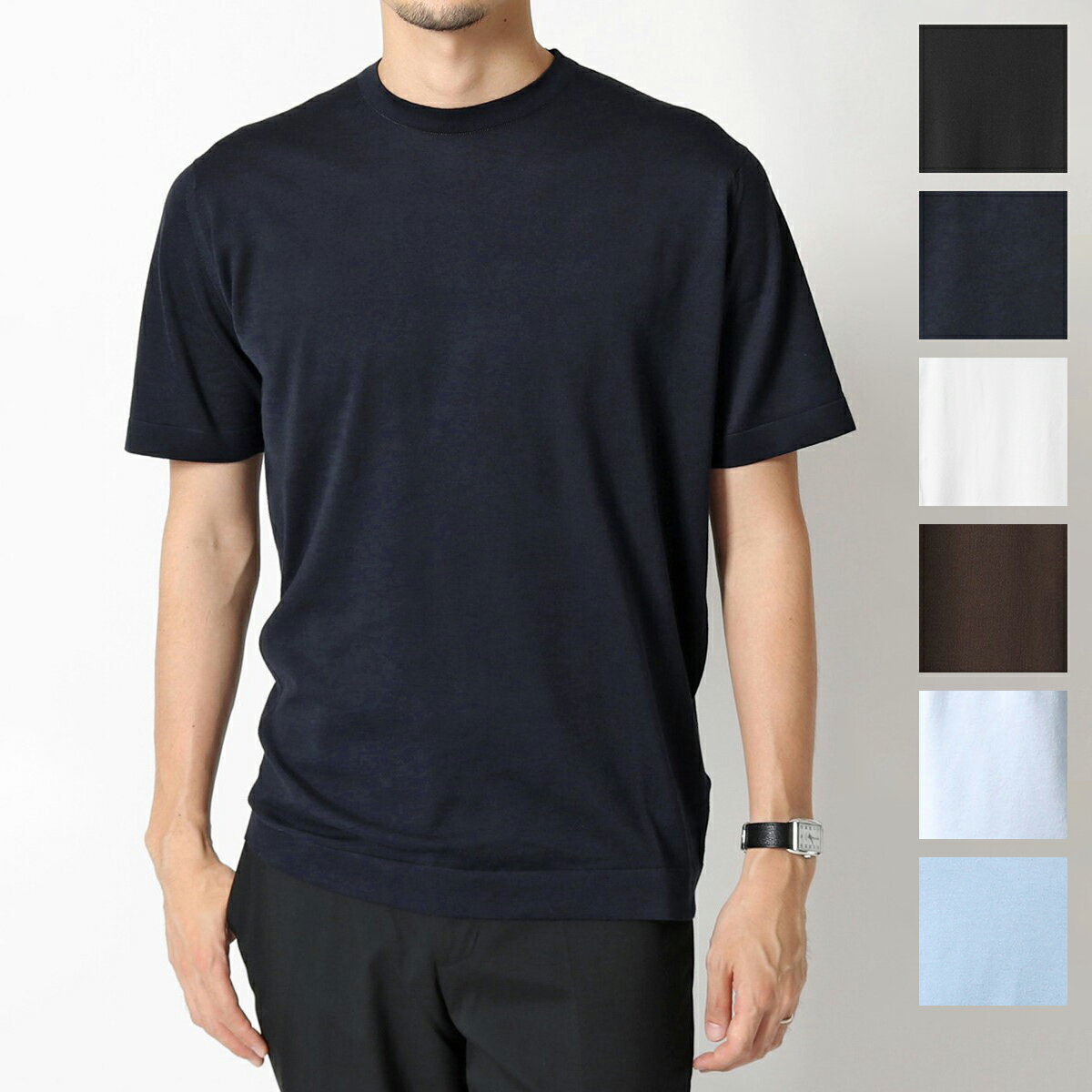 JOHN SMEDLEY ジョンスメドレー ニット セーター LORCA ロルカ STANDARD FIT メンズ クルーネック 半袖 コットンニット シーアイランドコットン カラー9色