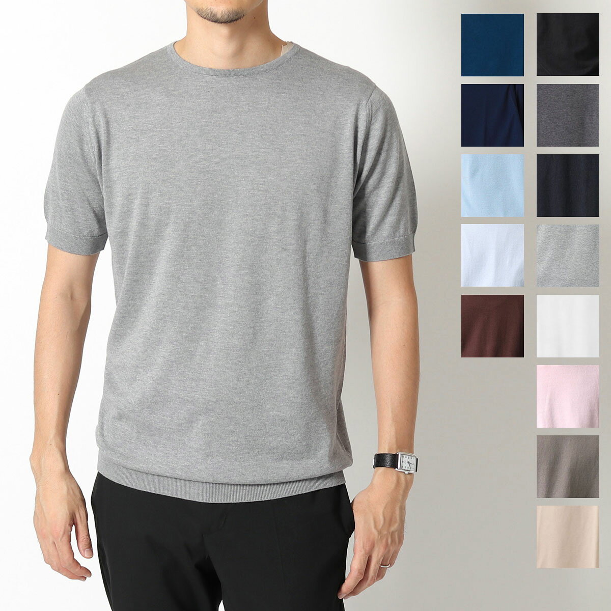 JOHN SMEDLEY ジョンスメドレー ニット セーター BELDEN ベルデン STANDARD FIT メンズ クルーネック 半袖 コットンニット シーアイランドコットン カラー14色