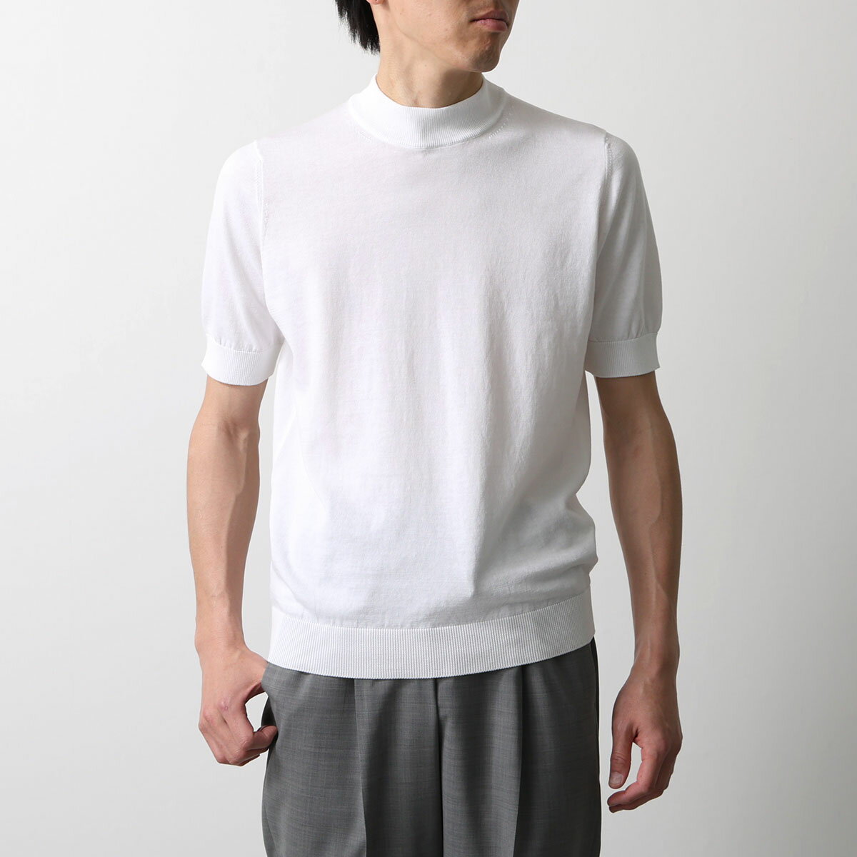 【最大2万円OFFクーポン対象・5/20限定】FILIPPO DE LAURENTIIS フィリッポ デ ローレンティス ニット LU1MC CR14R メンズ 半袖 ハイゲージ モックネック コットン カラー4色 3