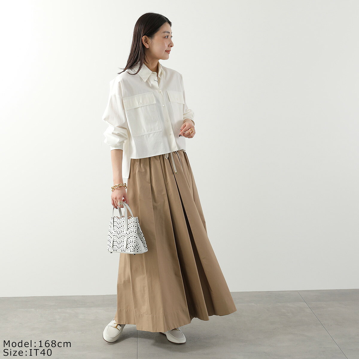 【最大2万円OFFクーポン対象・8/18限定】S MAX MARA エス マックスマーラ フレアスカート PINETA ピネータ レディース コットン ポプリン プリーツ ロング丈 auc-marks-run-10568158 インポートセレクトmusee サンプル画像3