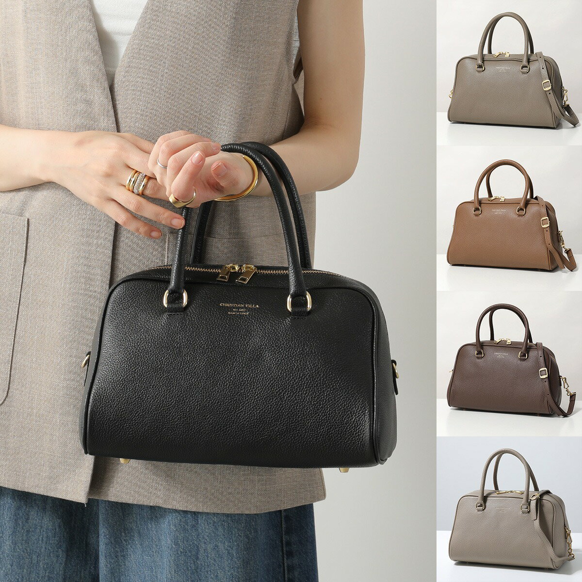 CHRISTIAN VILLA クリスチャンヴィラ ボストンバッグ Boston M 6222 6129 5227 レディース レザー ハンドバッグ ショルダーバッグ 鞄