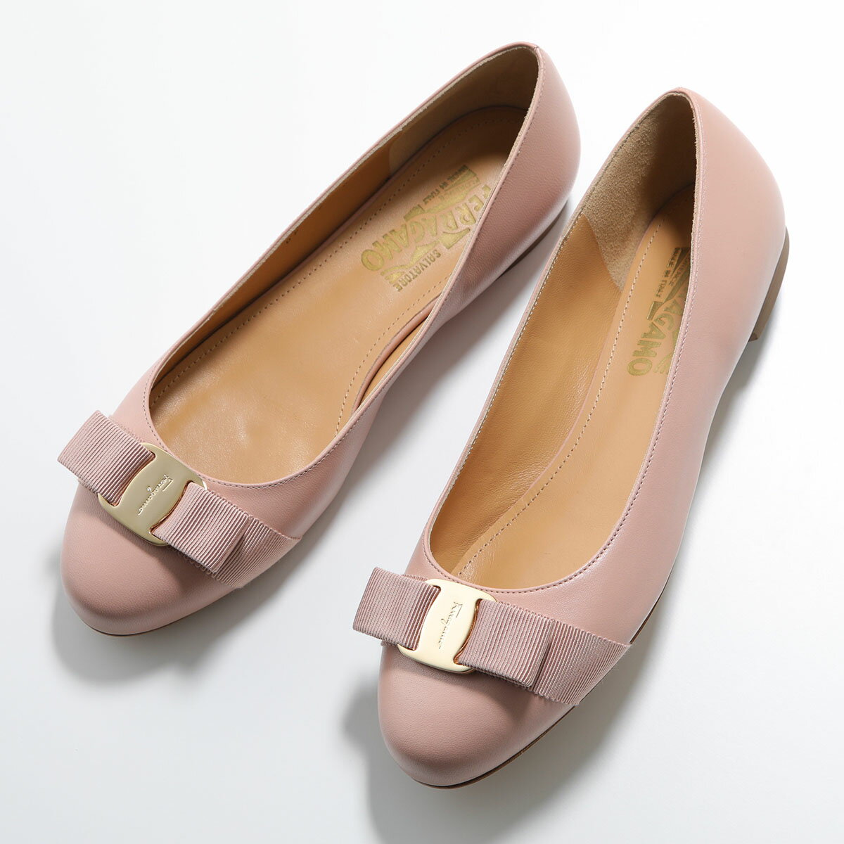 FERRAGAMO フェラガモ バレエシューズ VARINA SOF ヴァリナ 0774595 レディース レザー ヴィラリボン パンプス フラットシューズ ワイズD 靴 ROSE