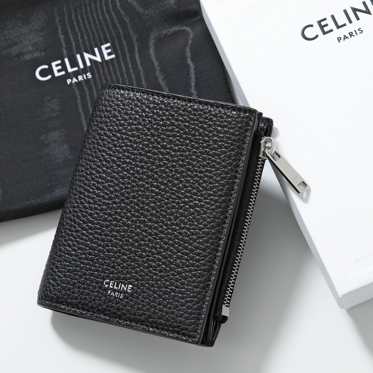 CELINE セリーヌ 二つ折り財布 10E493GTH.38SI メンズ コンパクトウォレット ミニ財布 レザー 小銭入れあり Black