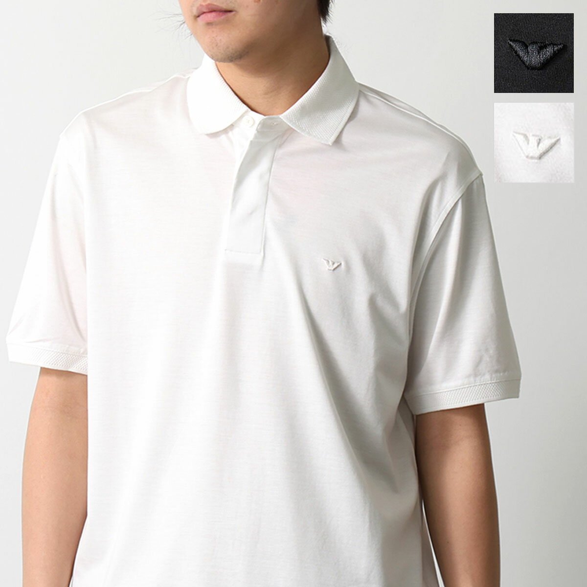 【最大2万円OFFクーポン対象・4/18～4/20限定】EMPORIO ARMANI エンポリオアルマーニ ポロシャツ EM00458 8AF10017 メンズ 半袖 ストレッチ イーグルロゴ EM004588AF10017UC001 EM004588AF10017U0003