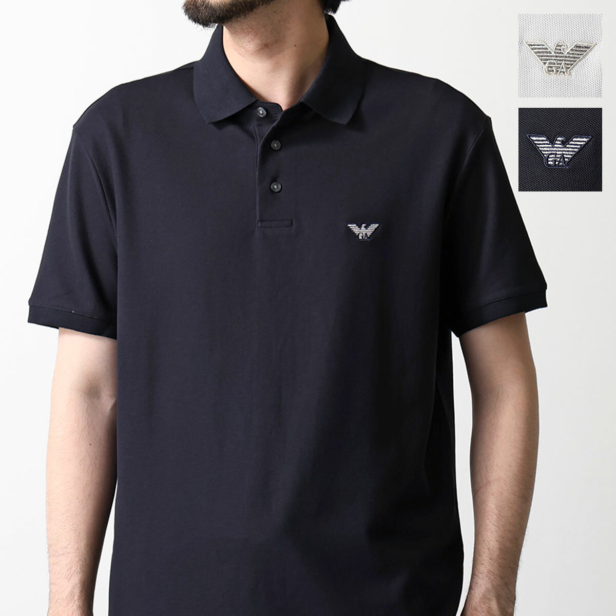 【最大2万円OFFクーポン対象・4/18～4/20限定】EMPORIO ARMANI エンポリオアルマーニ ポロシャツ EM005358 AF10497 メンズ 半袖 刺繍 イーグルロゴ EM005358AF10497U0003 EM005358AF10497UB118