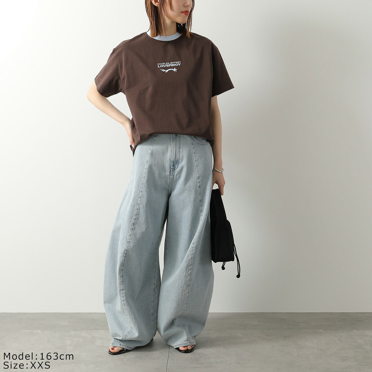 【最大2万円OFFクーポン対象・8/18限定】CHARLES JEFFREY LOVERBOY チャールズジェフリーラバーボーイ Tシャツ 062100901 レディース 半袖 カットソー ロゴT リンガー BROWN+LIGHT-BLUE auc-marks-run-10568815 インポートセレクトmusee サンプル画像2