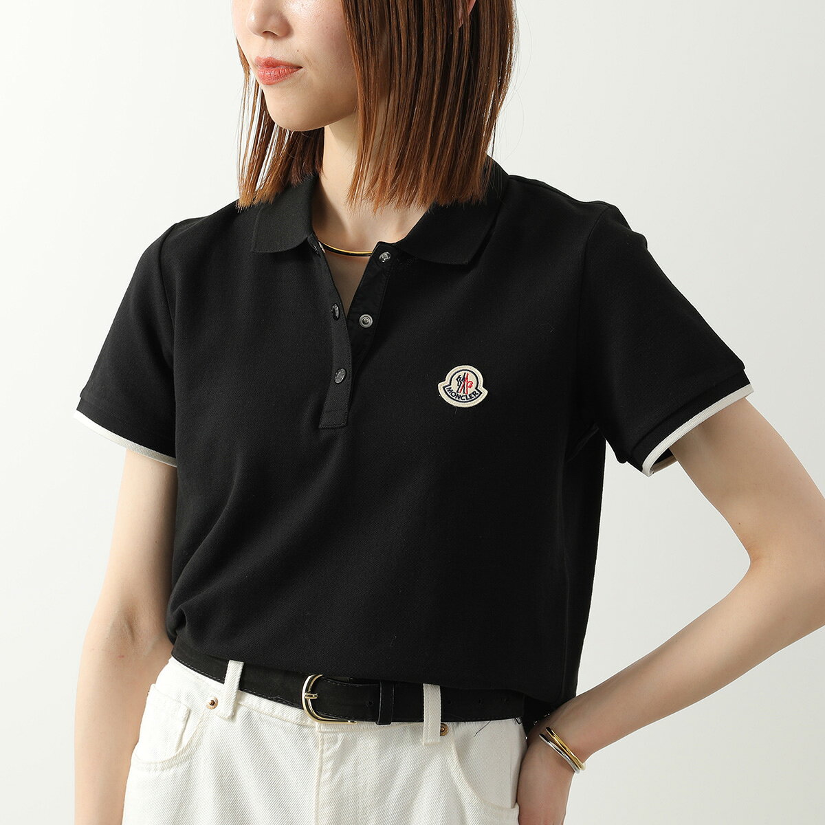 MONCLER モンクレール ポロシャツ 8A00004 84720 レディース コットンピケ ロゴパッチ 半袖 999【dc_kikaku】