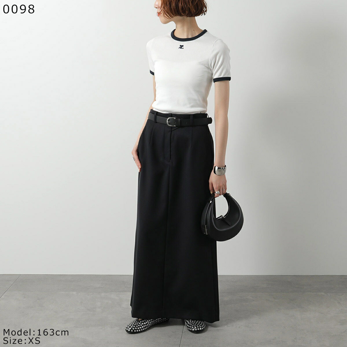 Courreges クレージュ Tシャツ SIGNATURE CONTRAST T-SHIRT 125JTS017JS0203 VESJTS017JS0070 レディース コットン 半袖 ロゴ