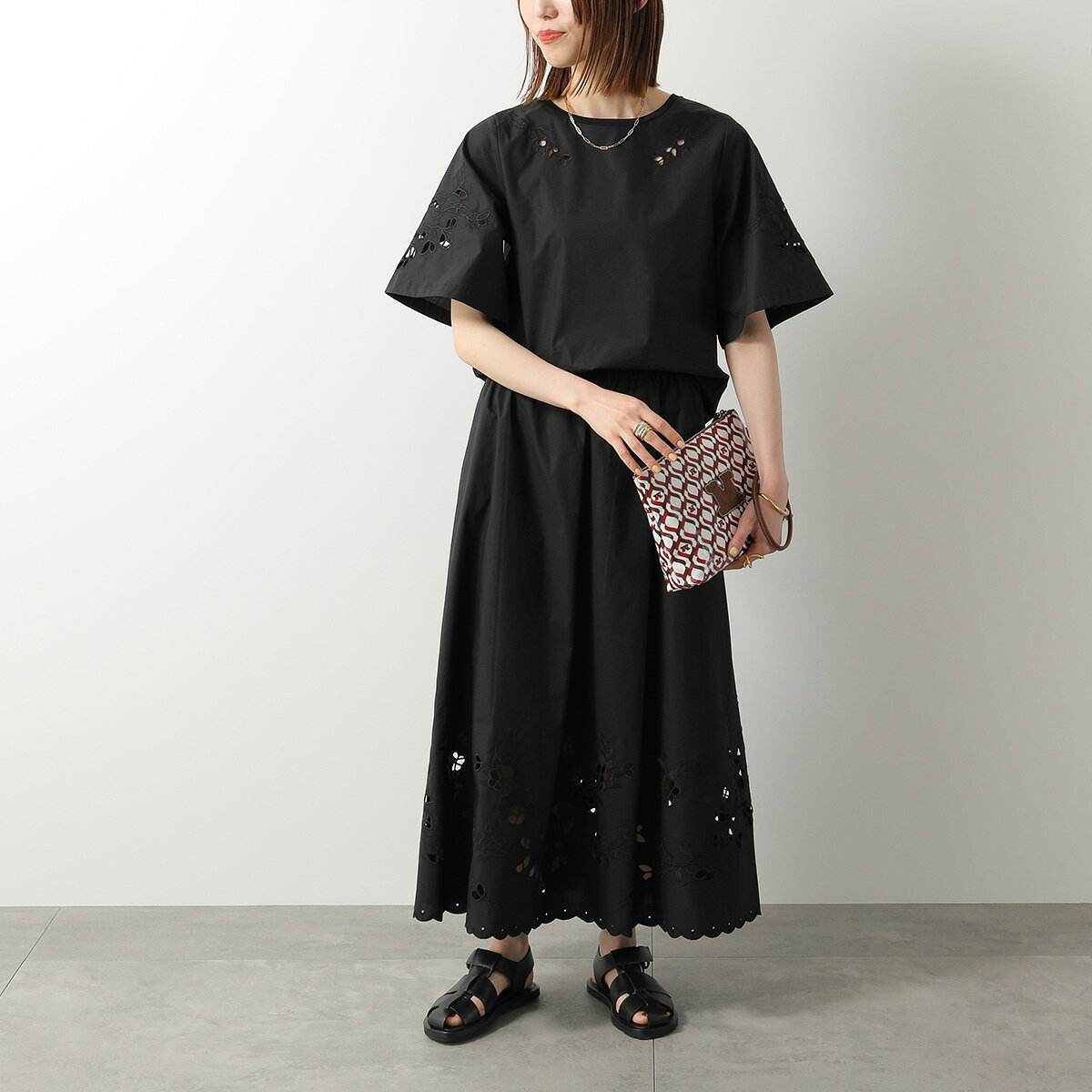 【最大2万円OFFクーポン対象・8/18限定】WEEKEND MAX MARA ウィークエンド マックスマーラ フレアスカート CARAVAN キャラバン レディース カットワーク コットン 刺繍 スカラップ ロング丈 セットアップ可能 auc-marks-run-10568118 インポートセレクトmusee サンプル画像2