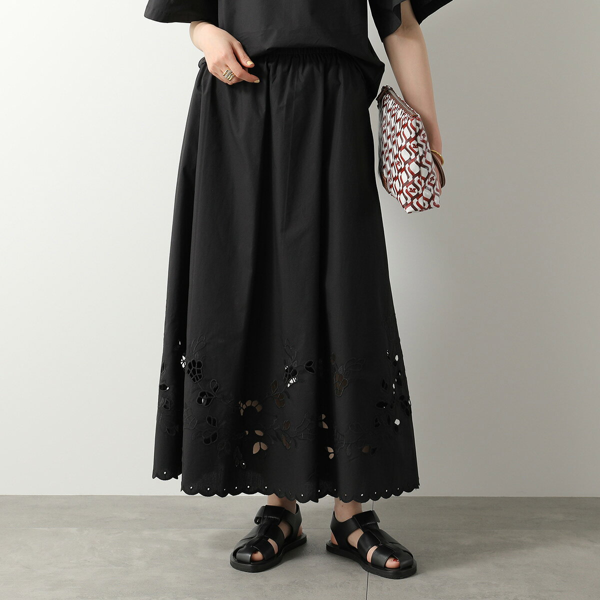 【最大2万円OFFクーポン対象・8/18限定】WEEKEND MAX MARA ウィークエンド マックスマーラ フレアスカート CARAVAN キャラバン レディース カットワーク コットン 刺繍 スカラップ ロング丈 セットアップ可能 auc-marks-run-10568118 インポートセレクトmusee サンプル画像3