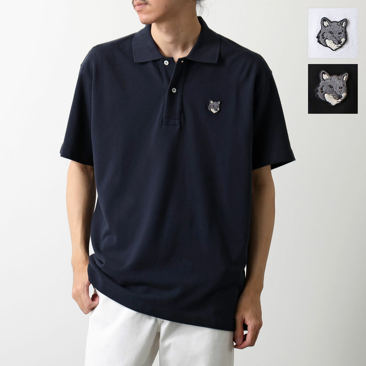Rakuten - MAISON KITSUNE メゾンキツネ ポロシャツ PM00210 KP0001 メンズ フォックスヘッド刺繍パッチ コンフォート 半袖 PM00210KP0001-P199