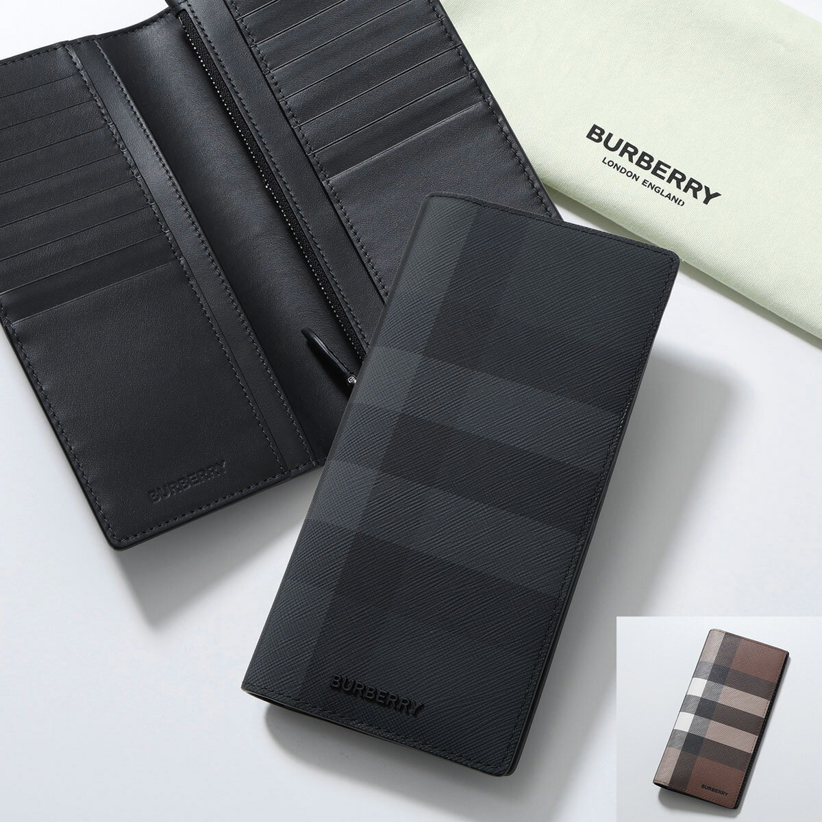 BURBERRY バーバリー 二つ折り長財布 CAVENDISH 8070199 8052803 メンズ 小銭入れあり ロンドンチェック ロゴ