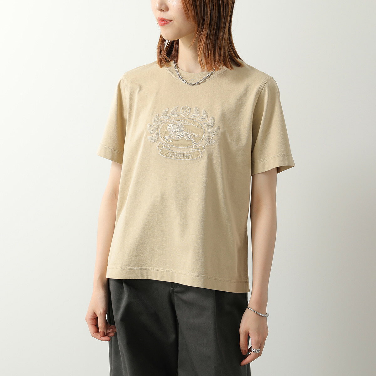 BURBERRY バーバリー Tシャツ 8093654 レディース ナイト エンブレム 刺繍 コットン 半袖 カットソー B86 auc-marks-run-10573104 インポートセレクトmusee サンプル画像3