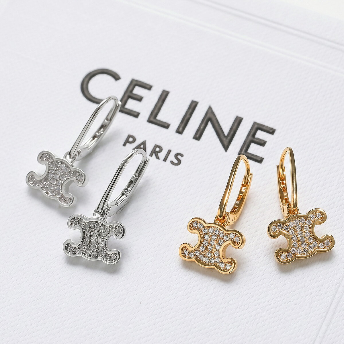CELINE セリーヌ ピアス 460GC6BZI.35OR レディース トリオンフ ラインストーン アクセサリー