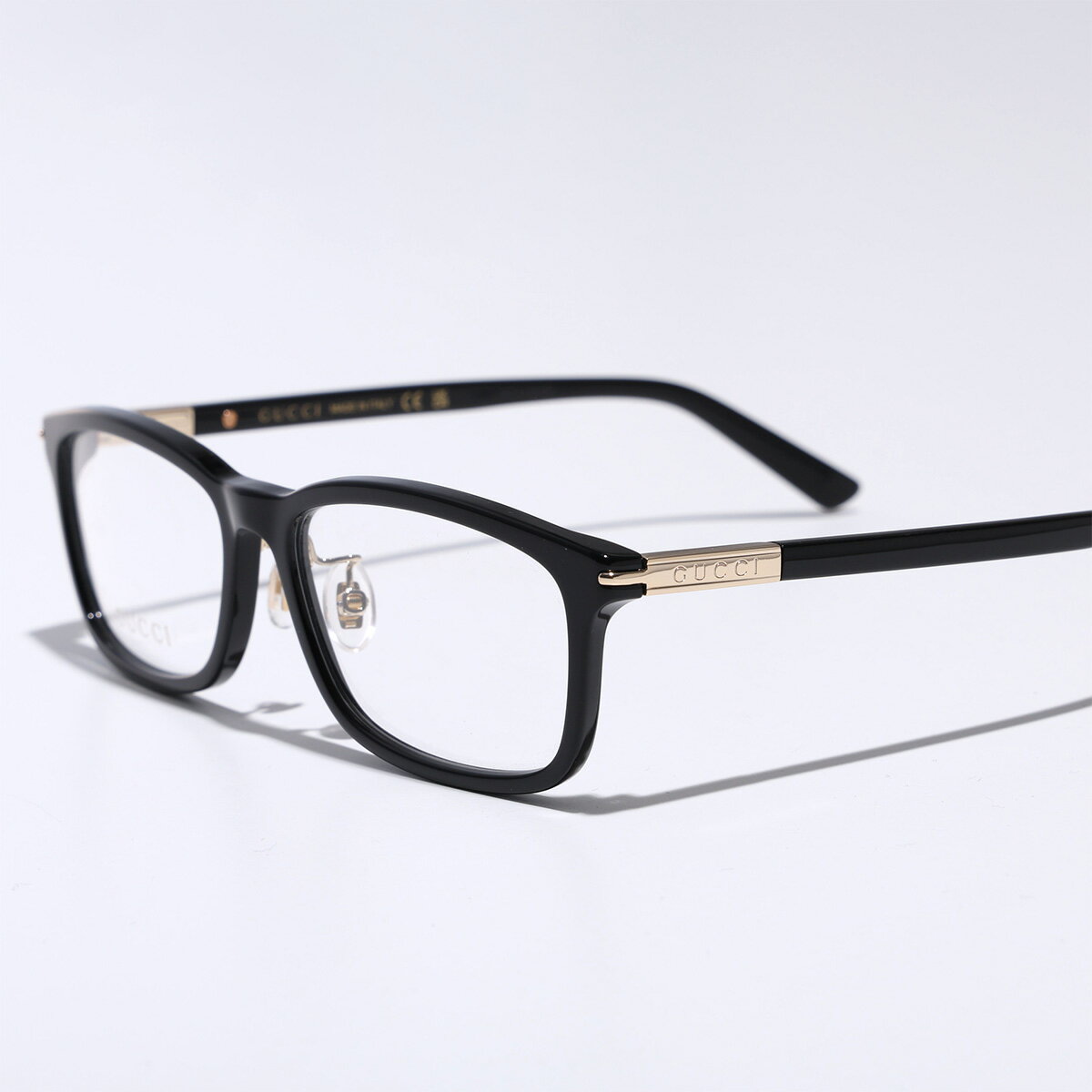 GUCCI グッチ メガネ GG1506OJ メンズ スクエア型 セルフレーム フルリム クリングスタイプ ロゴ アジアンフィット 黒縁 めがね 眼鏡 001/BLACK-TRANSPARENT