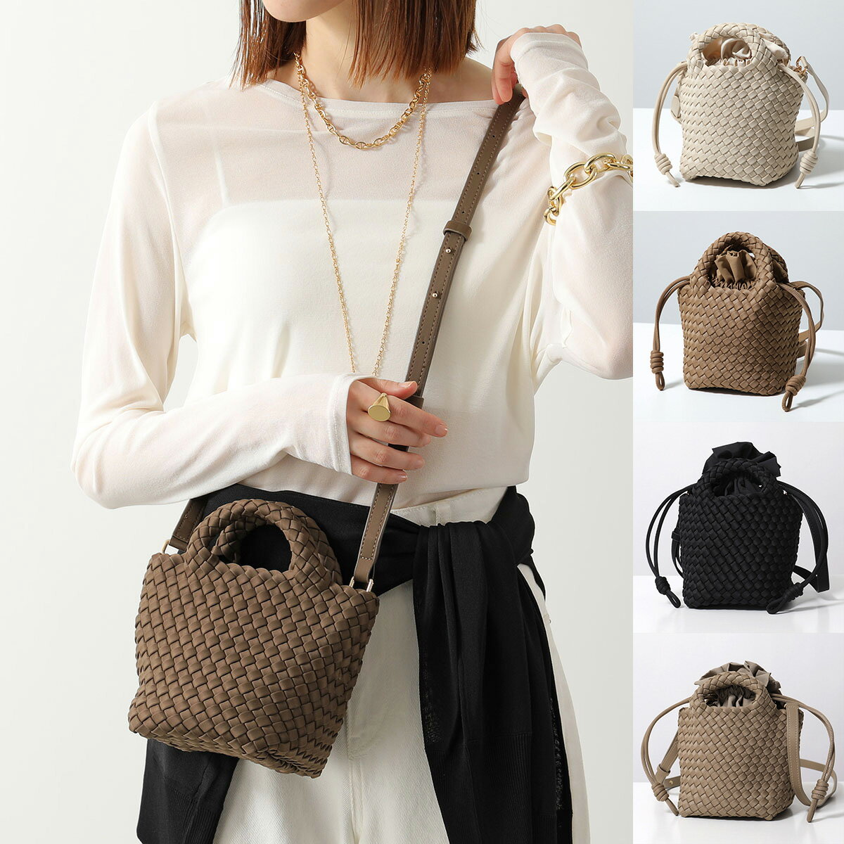 MARREA マレア ハンドバッグ Mini with strap MRR18399 レディース ショルダーバッグ ネオプレン メッシュ 編み込み ダストバッグ付き 鞄