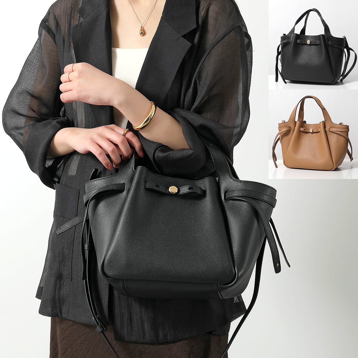 TORY BURCH トリーバーチ ハンドバッグ Romy Pebbled Satchel ロミー 164866 レディース レザー ショルダーバッグ 軽量 ロゴ 鞄