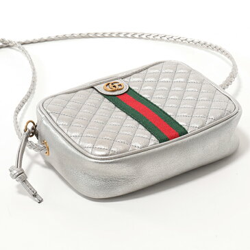 【エントリーでポイント最大19倍！30日限定】GUCCI グッチ 536441 0U12T 8562 ラミネート キルティング レザー ミニ ショルダーバッグ キーフック付き ポシェット ダブルG 鞄 レディース