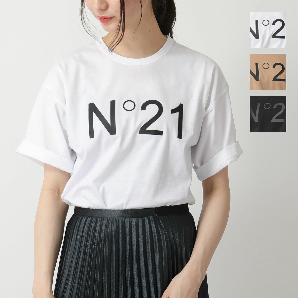 N°21 ヌメロヴェントゥーノ F061 6314 カラー3色 LOGO クルーネック 半袖 Tシャツ カットソー ロゴ レディースのサムネイル