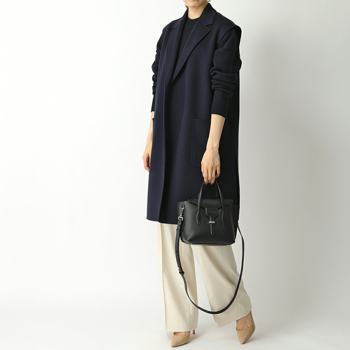 【エントリーでポイント最大12倍！20日21時〜23時59まで】TODS トッズ XBWANXA8100N95 B999/NERO Joy cracked-effect tote MINI レザー ハンドバッグ ショルダーバッグ 鞄 レディース