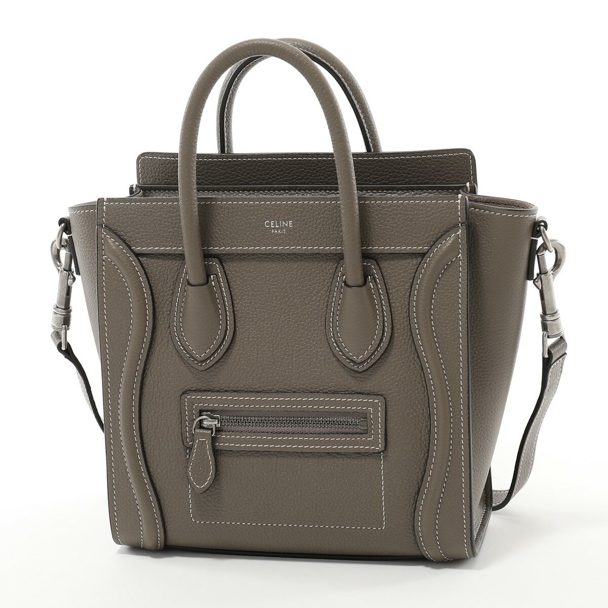 CELINE セリーヌ 189243DRU.09SO LUGGAGE Nano ラゲージ ナノ レザー ハンドバッグ トートバッグ Souris 鞄 レディース