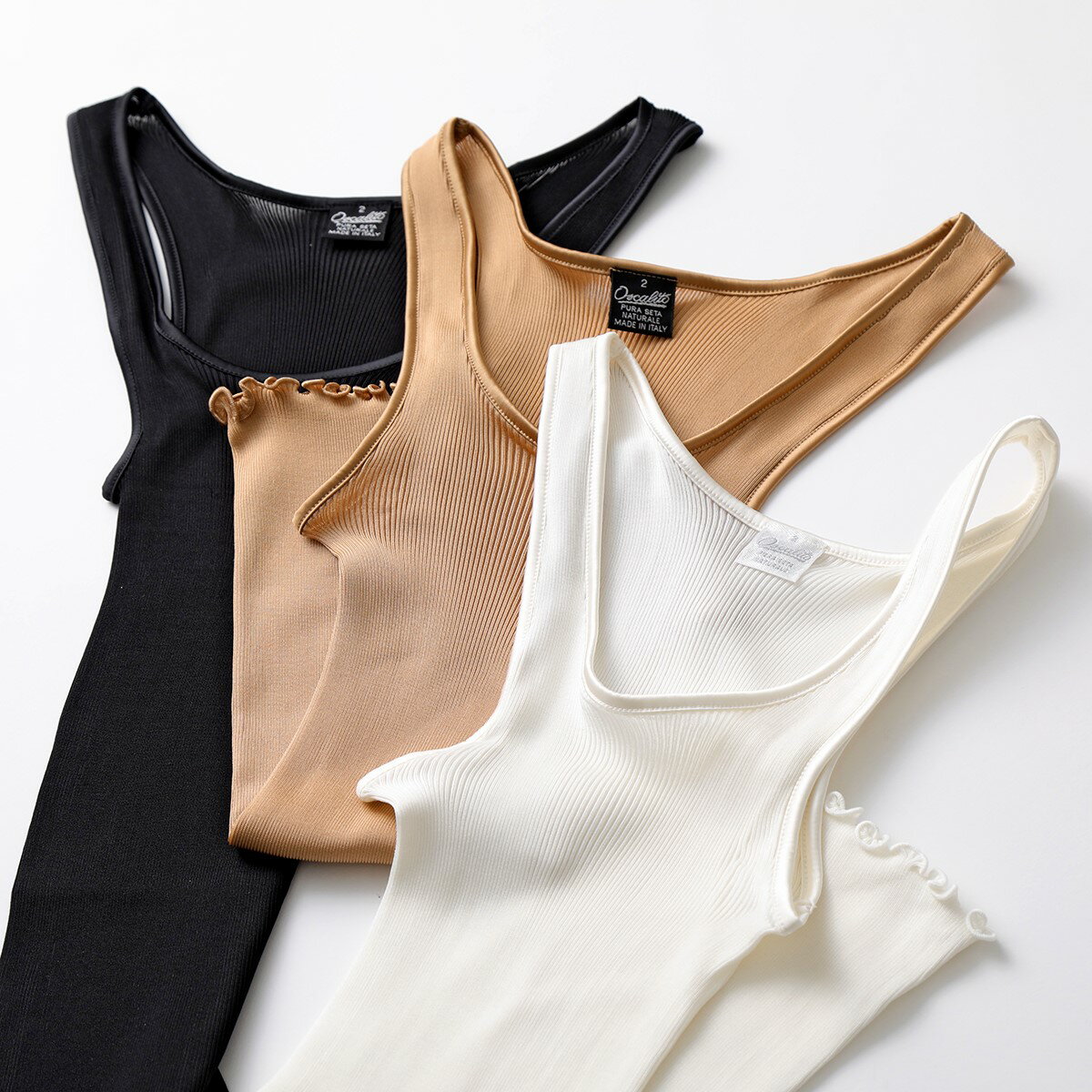 Oscalito オスカリート 9452 カラー2色 PURA SETA-OURE SOIE シルク リブ タンクトップ レディース