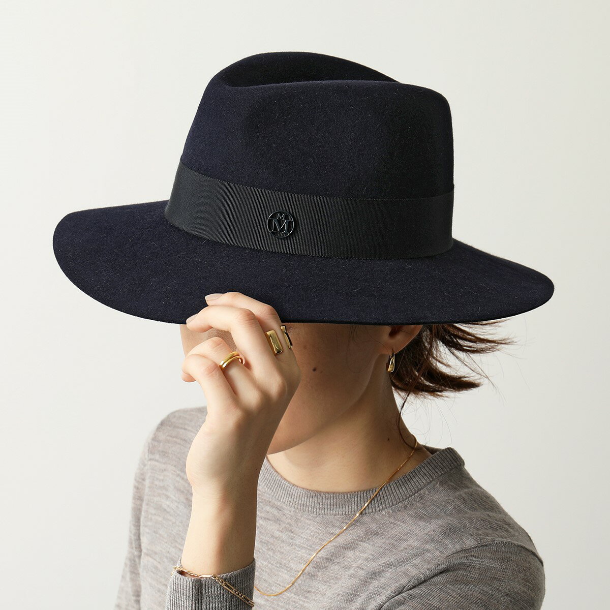 Maison Michel メゾンミッシェル 1002048002 HENRIETTA HAT フェルトハット 帽子 NAVY レディースのサムネイル