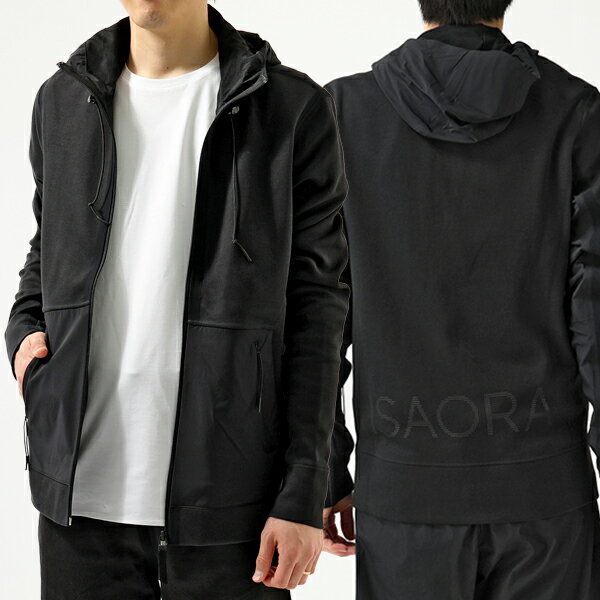 【ポイント20倍対象！7/19 20:00〜7/22 9:59】ISAORA イサオラ 4010 TAPED ZIP HOODY ジップアップ スウェット 長袖 パーカー BLACK メンズ