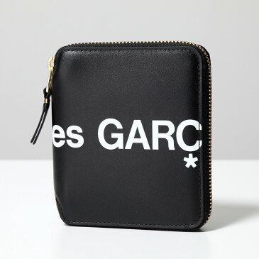 COMME des GARCONS コムデギャルソン SA2100HL HUGE LOGO レザー 二つ折り財布 ミディアム スモール財布 BLACK メンズ