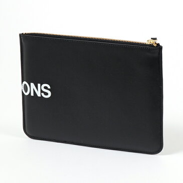 【エントリーでポイント最大19倍！30日限定】COMME des GARCONS コムデギャルソン SA5100HL HUGE LOGO レザー フラットポーチ クラッチバッグ BLACK 鞄 メンズ