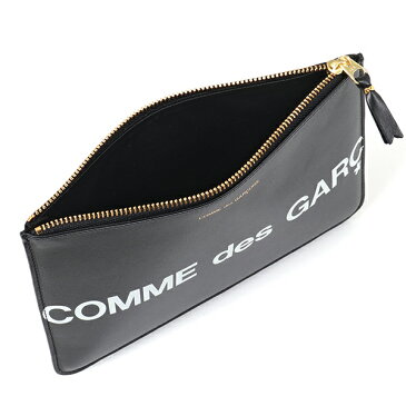 【エントリーでポイント最大19倍！30日限定】COMME des GARCONS コムデギャルソン SA5100HL HUGE LOGO レザー フラットポーチ クラッチバッグ BLACK 鞄 メンズ