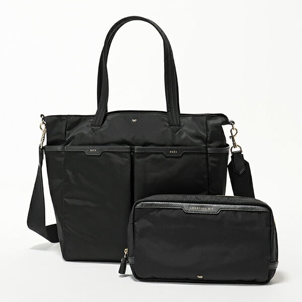 ANYA HINDMARCH アニヤハインドマーチ 132534 Baby Bag ナイロン トートバッグ マザーズバッグ オムツ替えシート&ポーチ&巾着付き Black 鞄 レディースのサムネイル