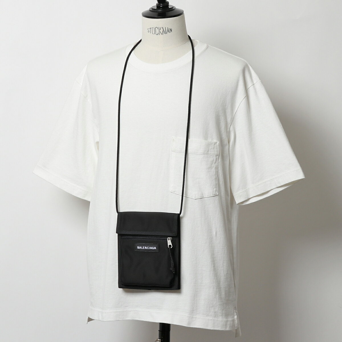 【10％OFFクーポン対象！26日9時59分まで】BALENCIAGA バレンシアガ 532298 9TYY5 H755X エクスプローラー ネックポーチ ナイロン サコッシュ ボディバッグ ポシェット 1000/BLACK 鞄 メンズ レディース【CP_10】