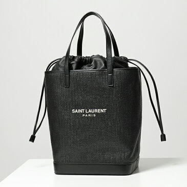 【5,000円OFFクーポン対象！5月1日限定】SAINT LAURENT サンローランパリ 551595 96W1E 1000 LINEN リネン×レザー トートバッグ バケツバッグ 巾着バッグ付き 鞄 レディース