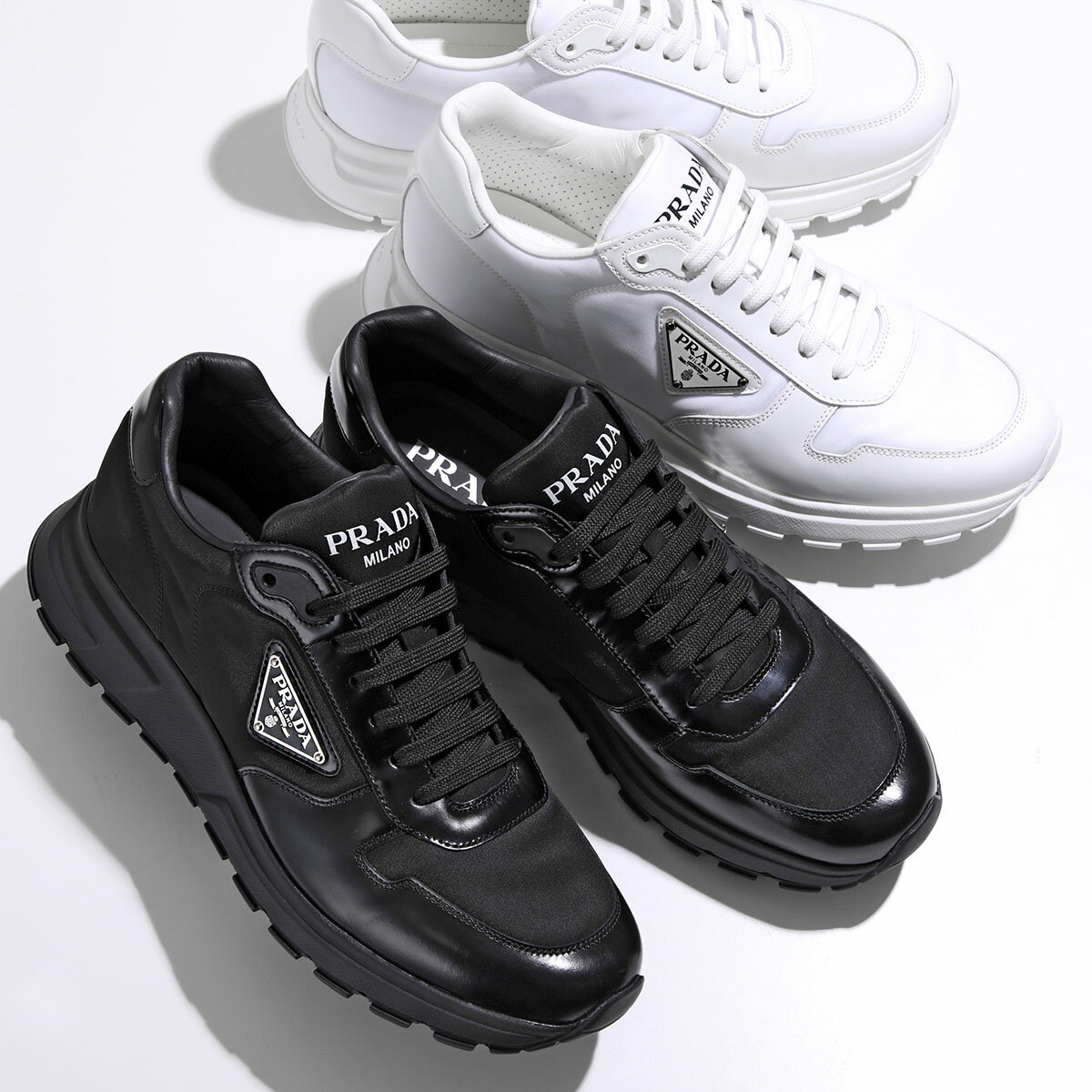 PRADA プラダ スニーカー 2EE369 3LF5 メンズ ローカット Re-Nylon×ブラッシュドレザー リナイロン トライアングルロゴ シューズ 靴 カラー2色 【po_fivee】のサムネイル