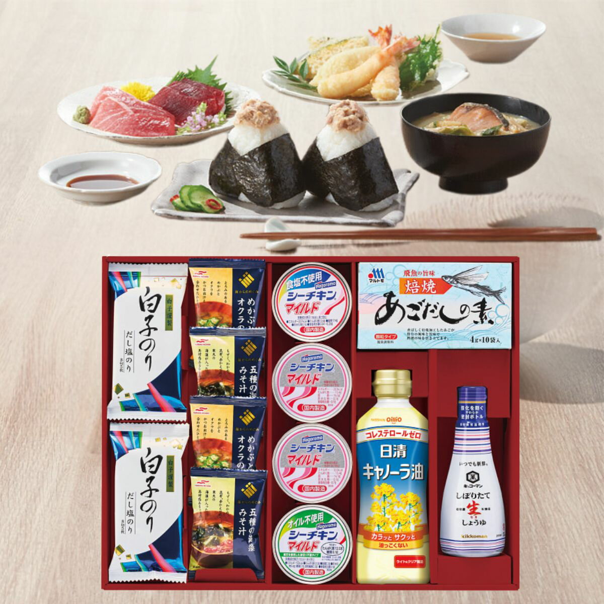 乐天商城 - 食品バラエティギフト 百味彩和膳 HST30Aシーチキン 調味料 白子のり 味噌汁 【お供え/入学内祝/出産内祝い/お礼/御祝い/内祝い/快気祝い/香典返し/法事】