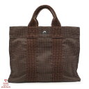 HERMES エルメス エールライントートPM ナイロンキャンバス ブラウン×シルバー金具【送料無料】【中古】【メンズ レディース】【カデナ付】【ハンドバッグ】...