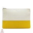CELINE セリーヌ バイカラードキュメントポーチ S ZP 1112 レザー ホワイト×イエロー×ゴールド金具【送料無料】【中古】【メンズ レディース】【バ...