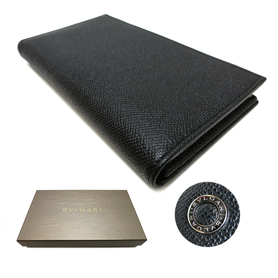 ブルガリ ブルガリブルガリ フラップ長財布 30398 グレインカーフレザー ブラック×ブルー×シルバー金具【質屋出店】【中古】【メンズ】