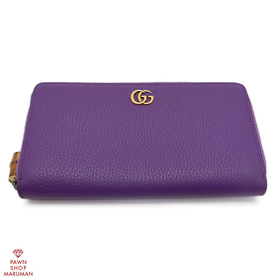 グッチ ダブルG ジップアラウンド ウォレット レザー パープル 紫 644412 財布 GUCCI - グッチ ダブルG ジップアラウンド ウォレット レザー パープル