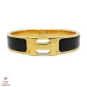 HERMES エルメス クリックアッシュPM エナメルブレスレット N刻印 GP ブラック×ゴールド金具【送料無料】【中古】【レディース】【回転式クラスプ開閉】...