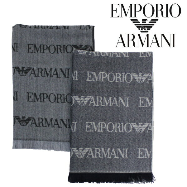 アルマーニ マフラー（メンズ） 【秋冬 国内正規】エンポリオ アルマーニ【EMPORIO ARMANI】 ストール　ウール混紡スカーフ ジャカードロゴ625053