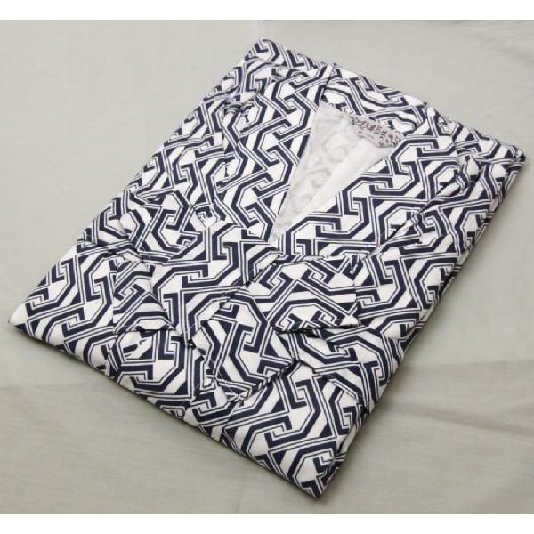 ガーゼ寝巻き 紳士用 S・M・L 紺 岡表二重ガーゼねまき 介護ねまきにも