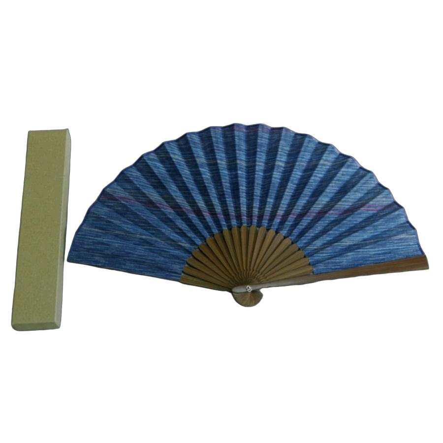 阿波正藍しじら織 扇子 （大） 阿波伝統工芸品 木62